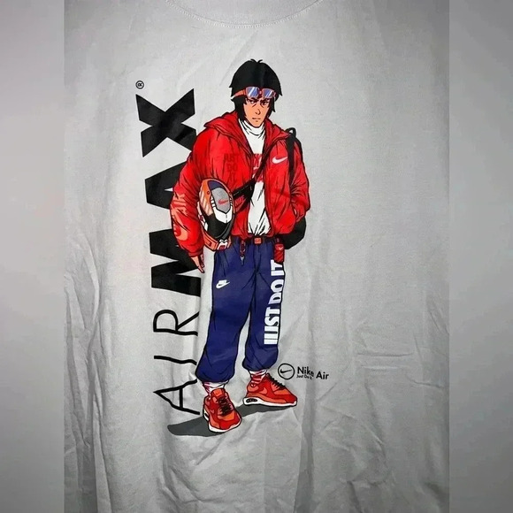 Nike Air T-Shirt Mens XL Grey Red Manga Hypeman Anime Graphic 100% Cotton RegFit - Picture 2 of 5